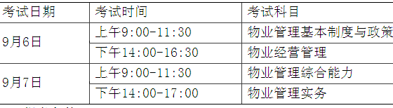 2014福建物业管理师考试时间：9月6日-7日