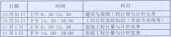 2015广东河源造价员考试时间：10月31日、11月1日